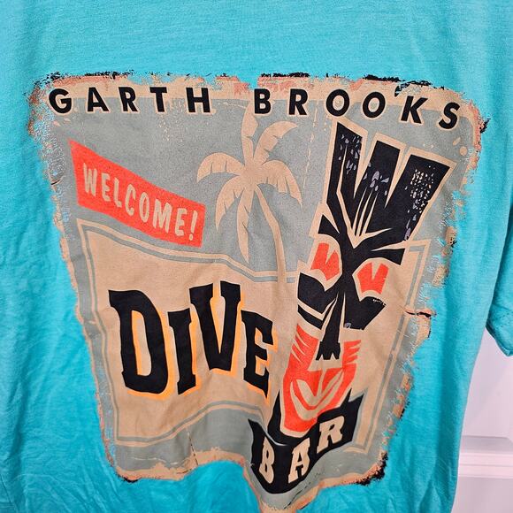 Garth Brooks Dive Bar Tour T-Shirt Size Medium Teal/Blue Country Music Band Tee - Picture 2 of 4